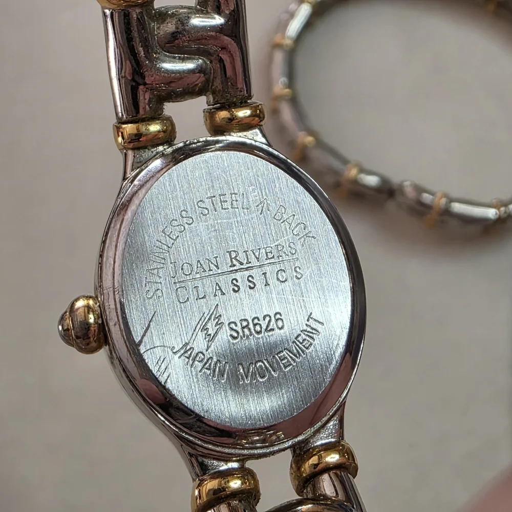 Joan Rivers Two Tone Watch Bracelet Set Stretch Band Vintage WORKS READY TO WEAR